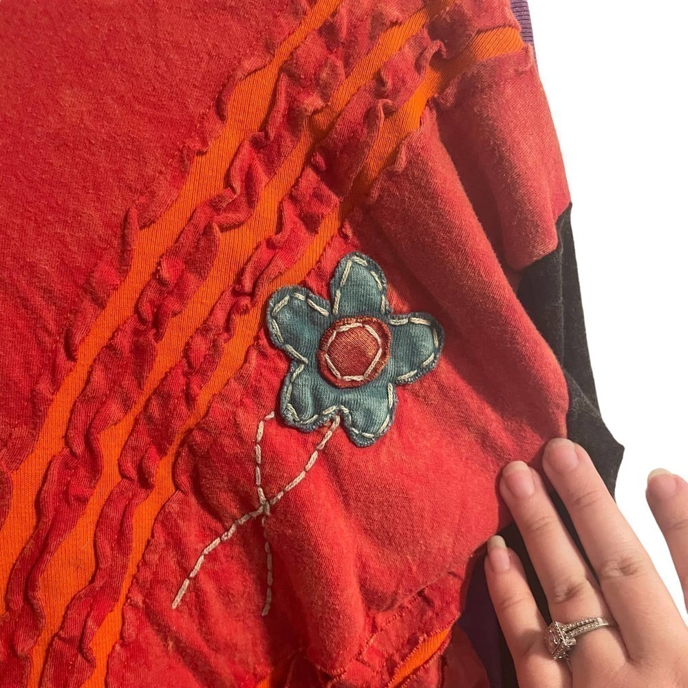 Multicolored Patchwork Embroidered Hippie Zip Up … - image 3